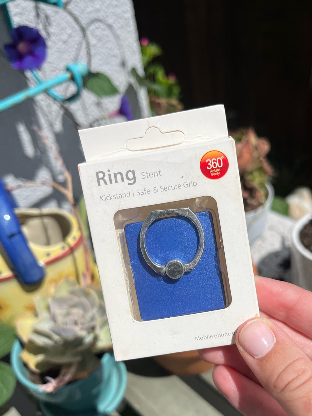 Phone Kickstand Blue Ring Stand with 360 Rotating Grip